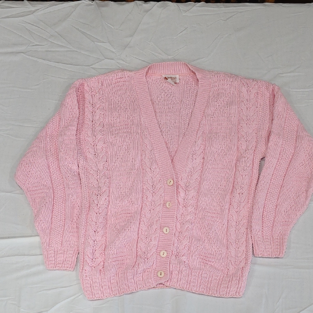 Cozy Pink Cable Knit Cardigan